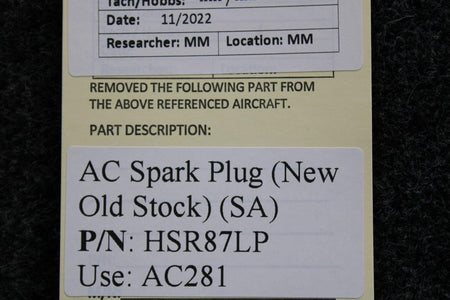 AC HSR87LP (USE: AC281) AC Spark Plug (NEW OLD STOCK) (SA)