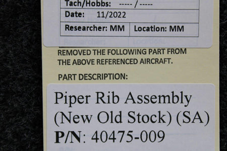 Piper Aircraft Parts 40475-009 Piper Rib Assembly (NEW OLD STOCK) (SA)