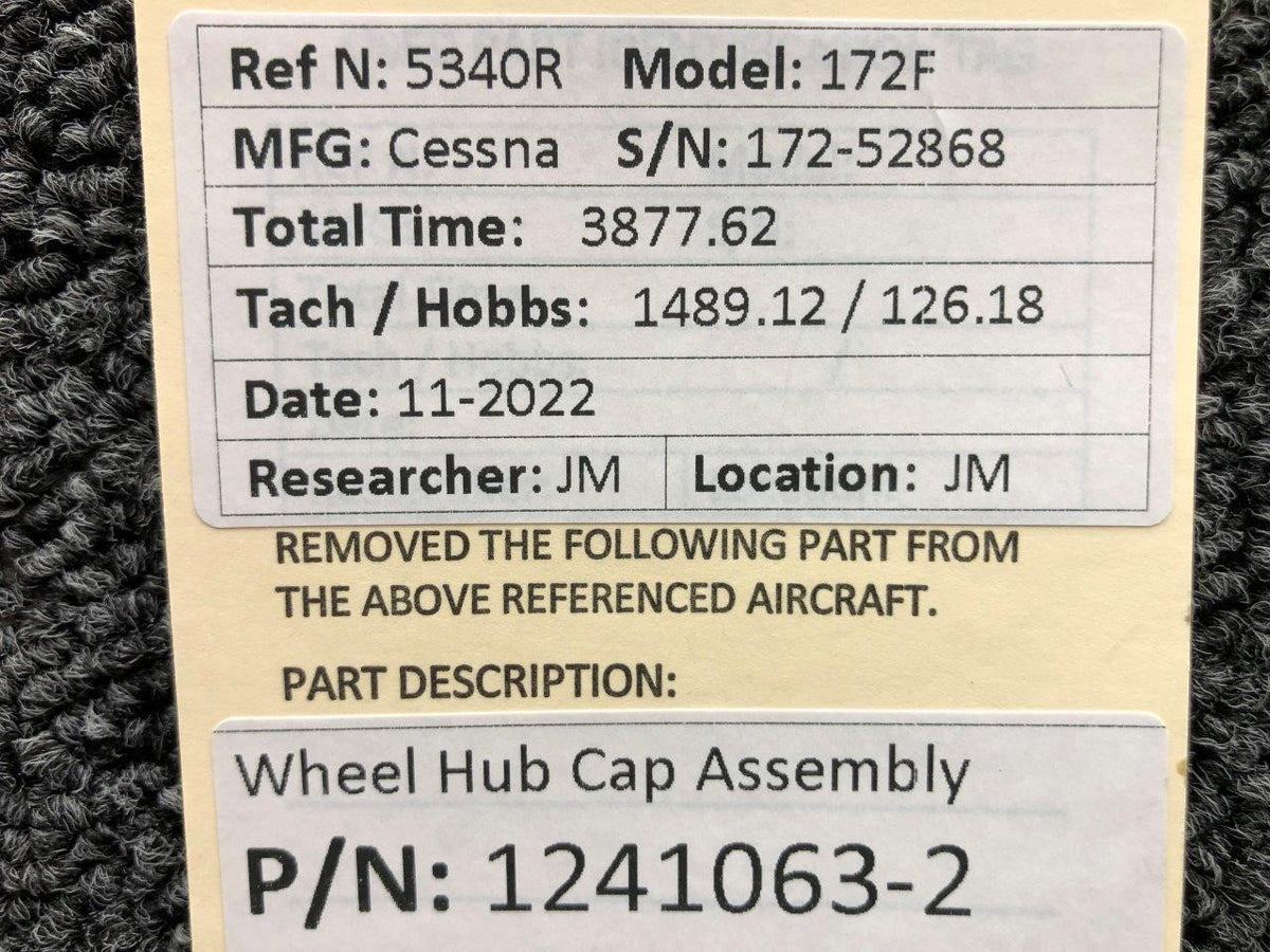 Cessna Aircraft Parts 1241063-2 Cessna 172F Wheel Hub Cap