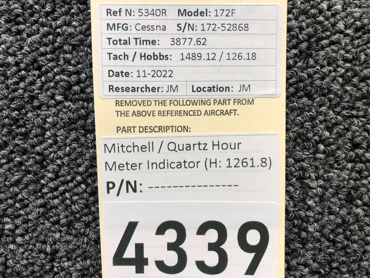 Mitchell / Quartz Hour Meter Indicator (Hours: 1261.8)