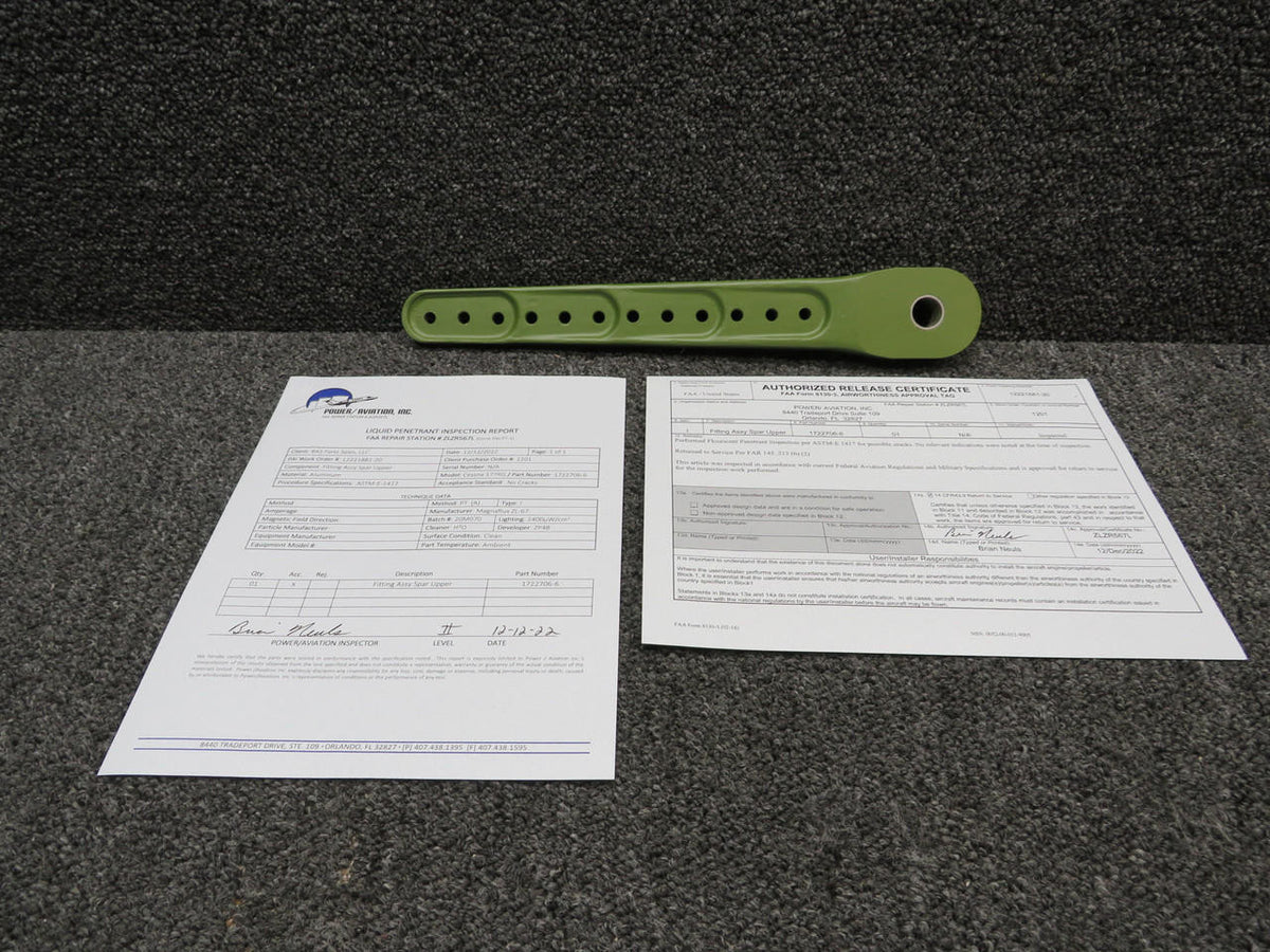 Cessna Aircraft Parts 1722706-6 Cessna 177RG Fitting Upper Spar W/ 8130-3 & PAI-PT-1