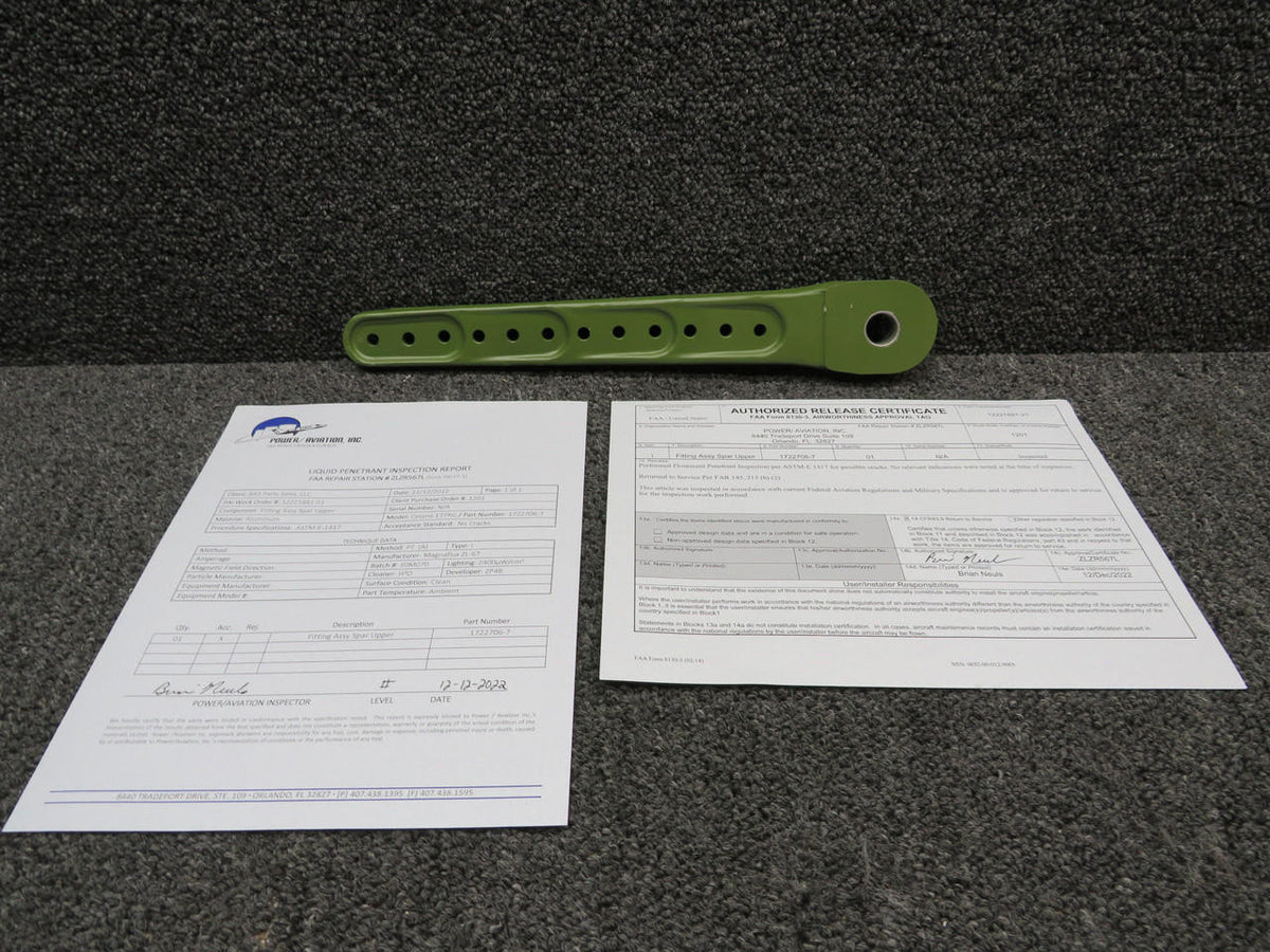 Cessna Aircraft Parts 1722706-7 Cessna 177RG Fitting Upper Spar W/ 8130-3 & PAI-PT-1