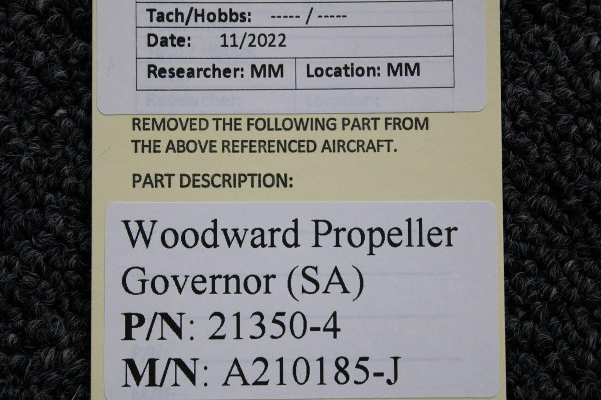 Woodward 21350-4 Woodward A210185-J Propeller Governor (SA)