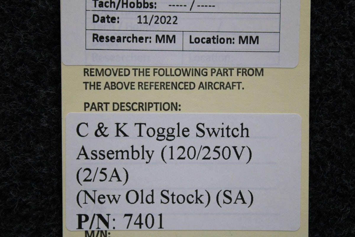 C and K 7401 C&K Toggle Switch Assembly (Volts: 120/250, Amps: 2/5) (NEW OLD STOCK) (SA)
