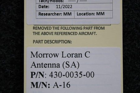 Morrow Inc. 430-0035-00 Morrow A-16 Loran C Antenna (SA)