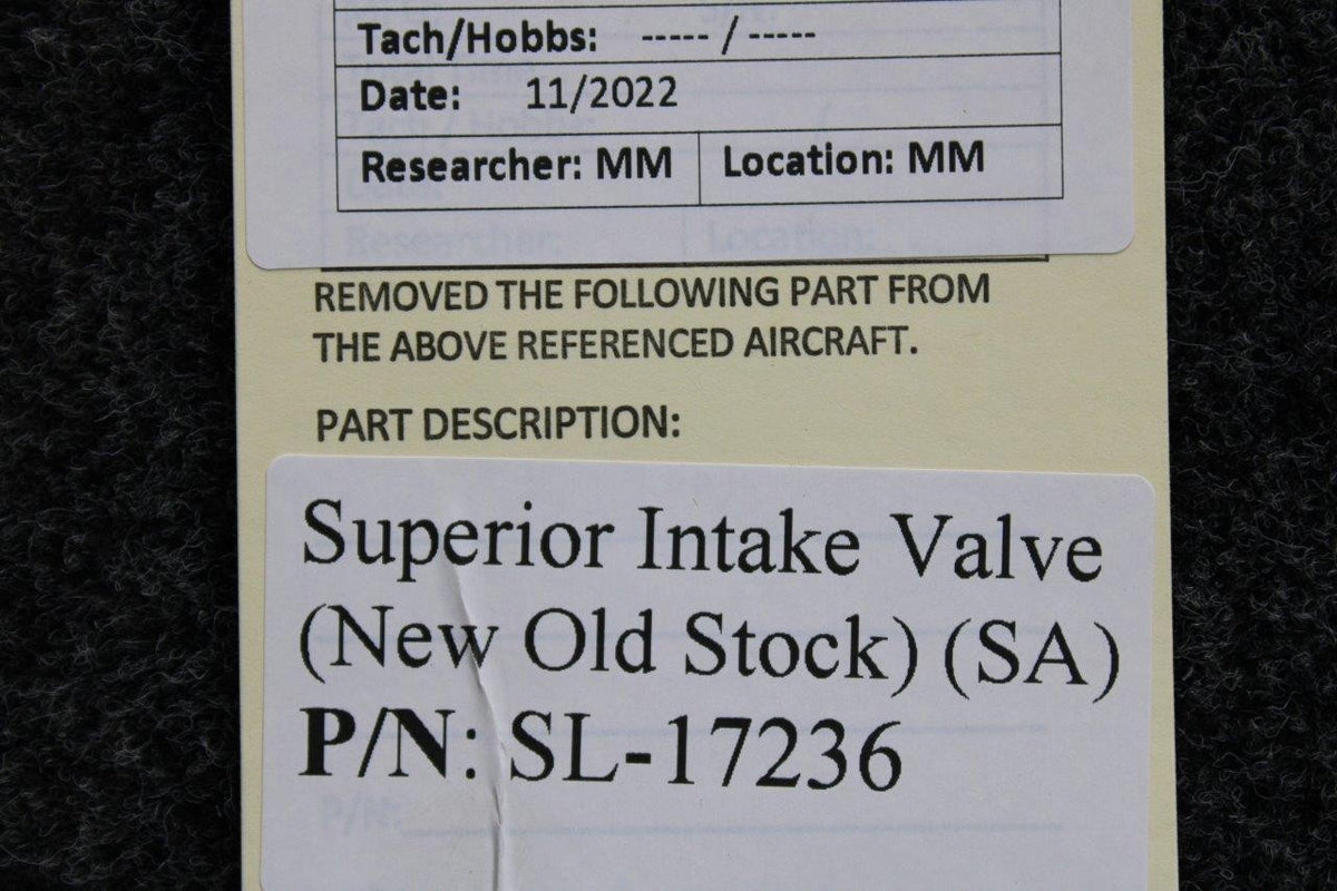 Superior Labs SL-17236 Superior Intake Valve (NEW OLD STOCK) (SA)