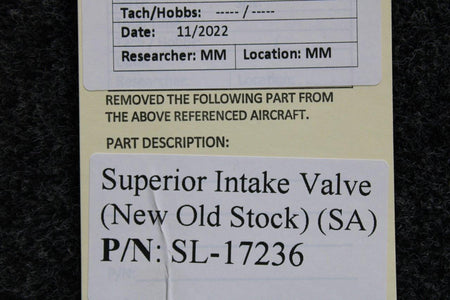 Superior Labs SL-17236 Superior Intake Valve (NEW OLD STOCK) (SA)