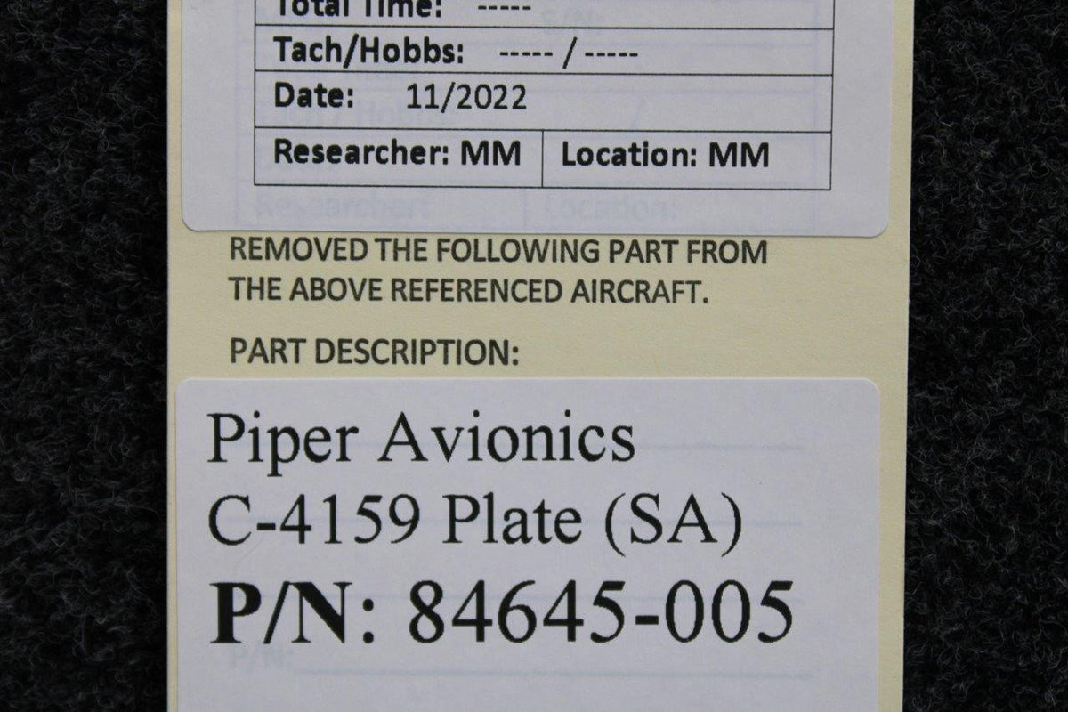 Piper Aircraft Parts 84645-005 Piper Plate For C-4159 Avionics (SA)