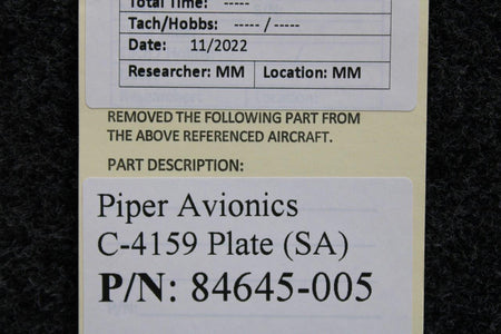 Piper Aircraft Parts 84645-005 Piper Plate For C-4159 Avionics (SA)