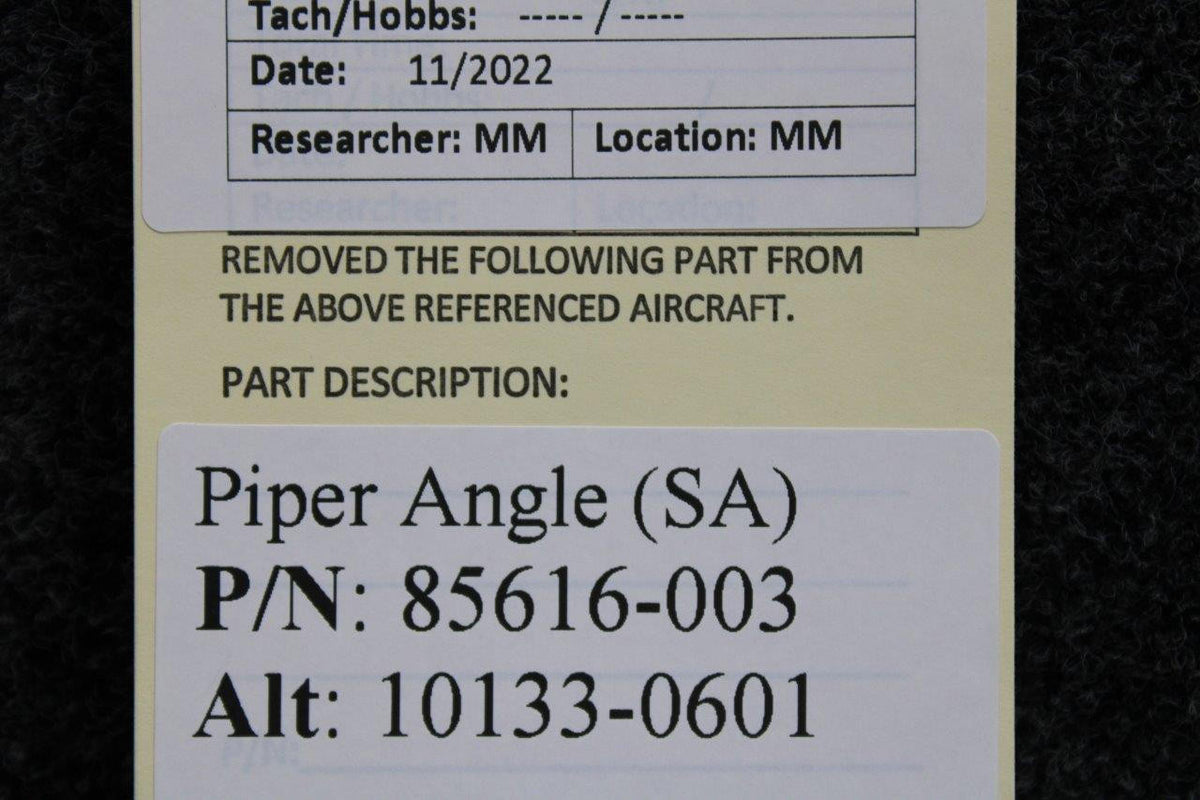 Piper Aircraft Parts 85616-003 (ALT: 10133-0601) Piper Angle (NEW OLD STOCK) (SA)