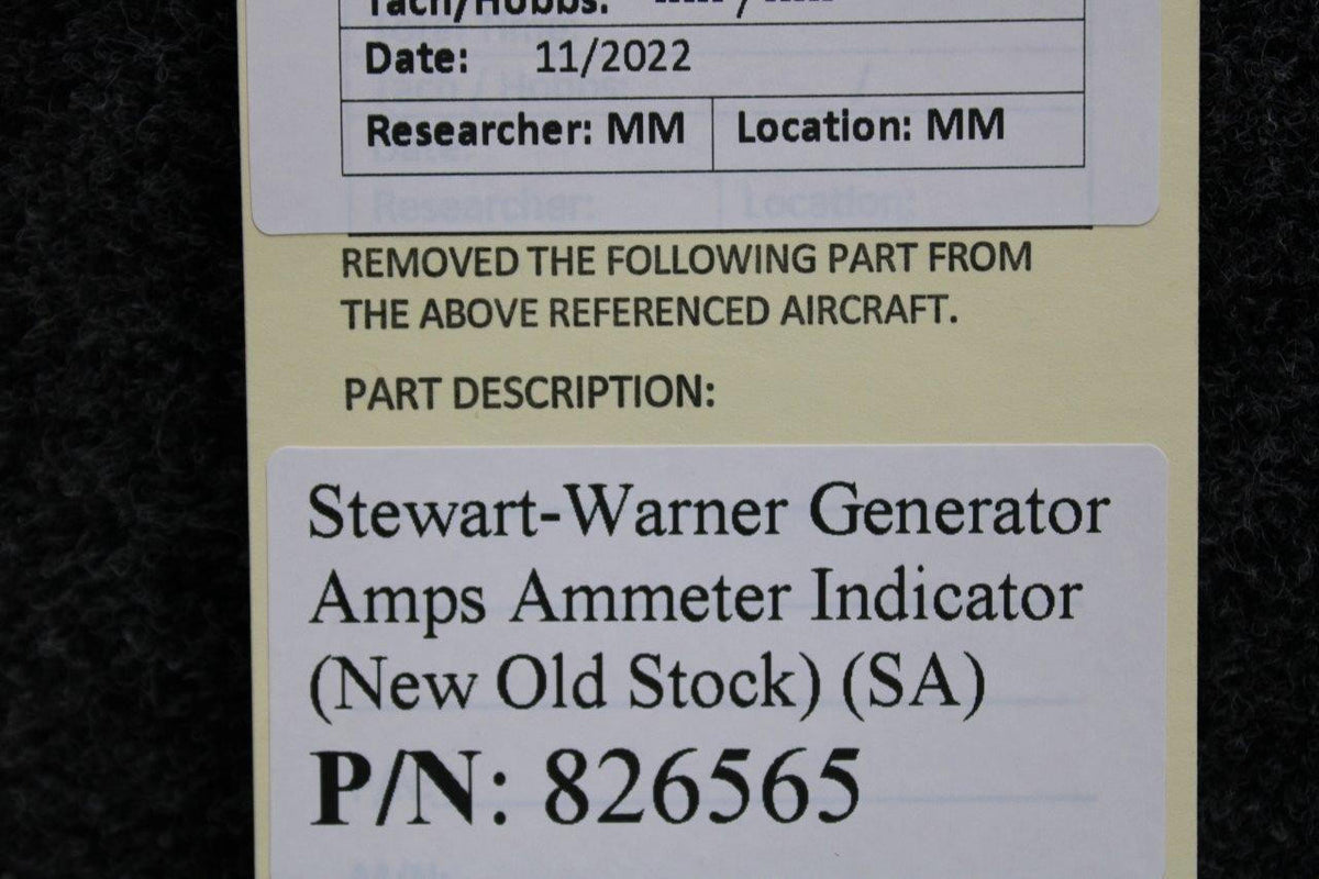 Stewart-Warner 826565 Stewart-Warner Generator Amps Ammeter Indicator (NEW OLD STOCK) (SA)
