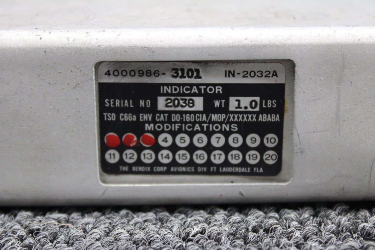 Bendix Airplane Parts & Equipment 4000986-3101 Bendix IN-2032A DME Indicator W/ Mods (SA)
