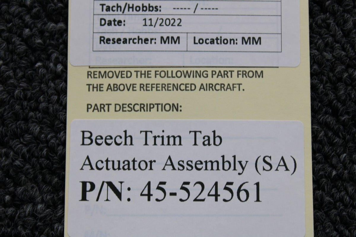Beechcraft Parts 45-524561 Beechcraft Trim Tab Actuator Assembly (SA)