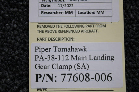 Piper Aircraft Parts 77608-006 Piper PA38-112 Main Landing Gear Clamp (SA)