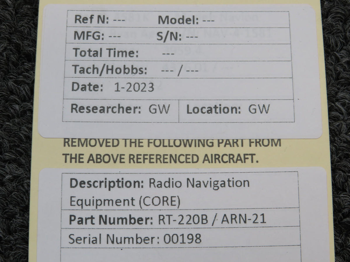 Does Not Apply RT-220B / ARN-21 Radio Navigation Equipment (CORE)