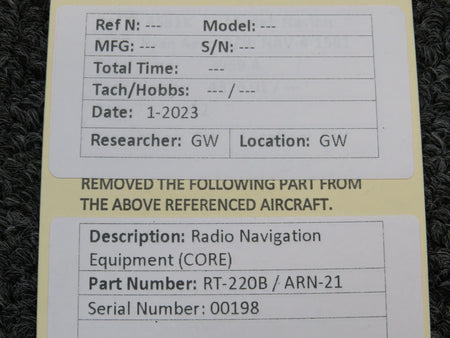 Does Not Apply RT-220B / ARN-21 Radio Navigation Equipment (CORE)