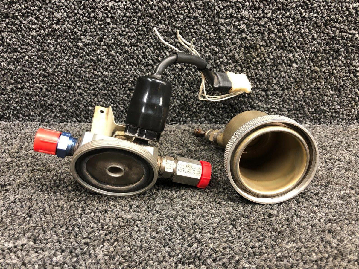 Robinson Helicopter & Airplane Parts A666-1, D745-1 Robinson R44II Fuel Gascolator Assembly w Switch and Support