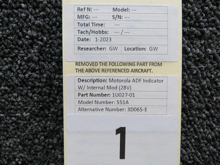 Motorola 1U027-01 Motorola 551A ADF Indicator W/ Internal Mod (Volts: 28)