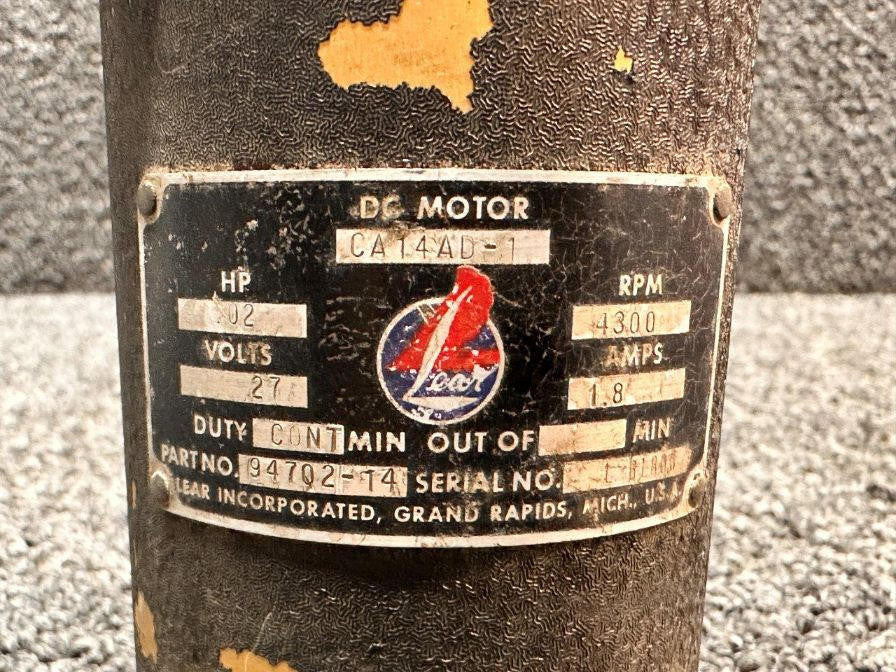 Lear Inc. 94702-14 (ALT: CA14AD-1) Lear DC Motor (Volts: 27)