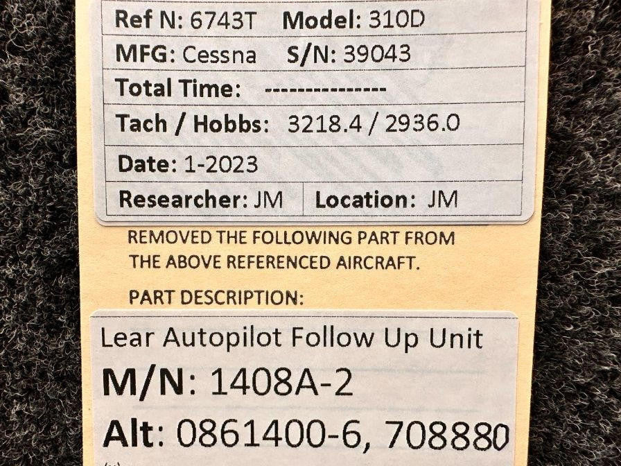 Lear Inc. 708880 (ALT: 0861400-6) Lear 1408A-2 Autopilot Follow Up Unit