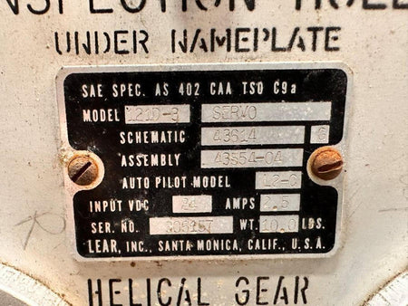 Lear Inc. 43554-04 Lear 121D-3 Servo Panel Assembly (Volts: 24)