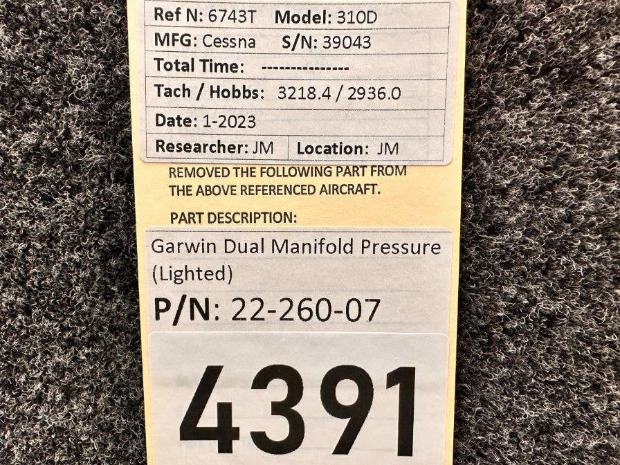 Garwin 22-260-07 Garwin Dual Manifold Pressure Indicator (Lighted)