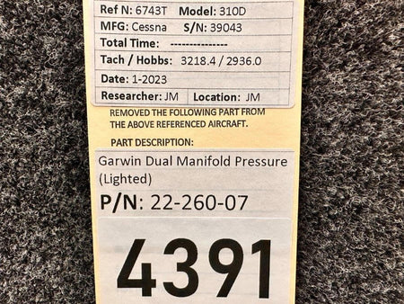 Garwin 22-260-07 Garwin Dual Manifold Pressure Indicator (Lighted)