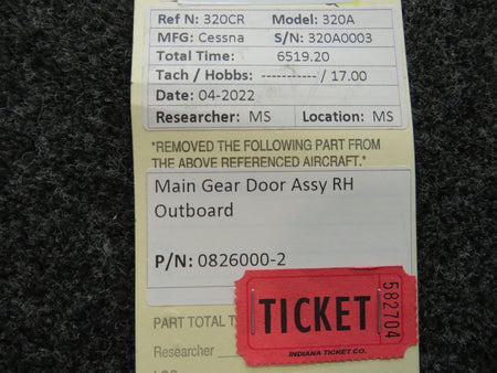 Cessna Aircraft Parts 0826000-2 Cessna 320A Main Gear Door Assembly Outboard RH (White)