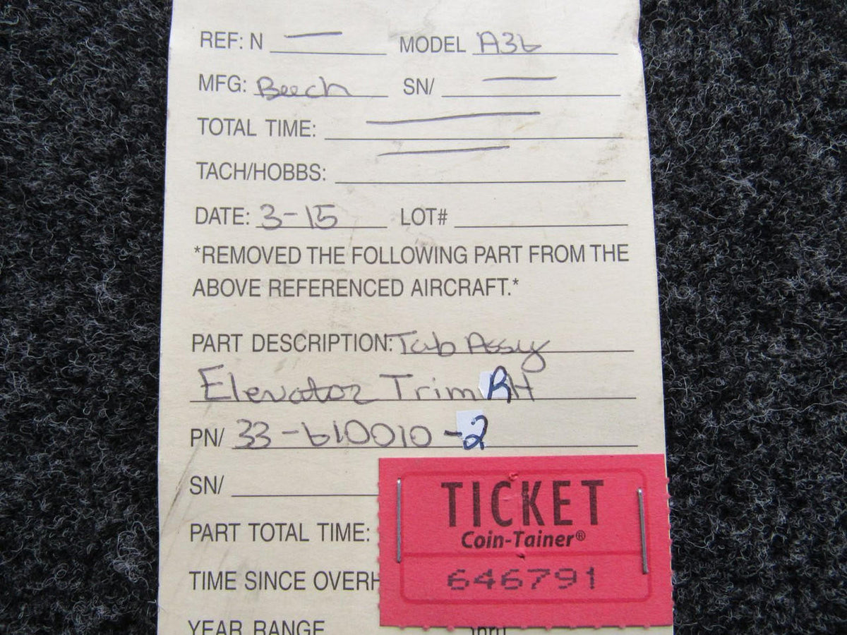 Beechcraft Parts 33-610010-2 Beechcraft A36 Elevator Trim Tab Assembly RH (Unpainted)