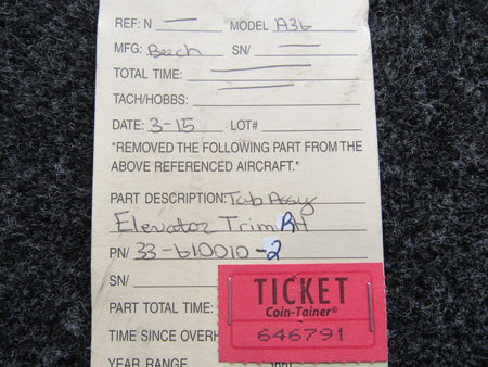 Beechcraft Parts 33-610010-2 Beechcraft A36 Elevator Trim Tab Assembly RH (Unpainted)