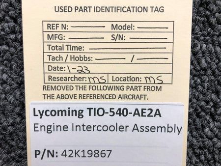 Niagara 42K19867 Lycoming TIO-540-AE2A NDM Engine Intercooler Assembly (Damaged)