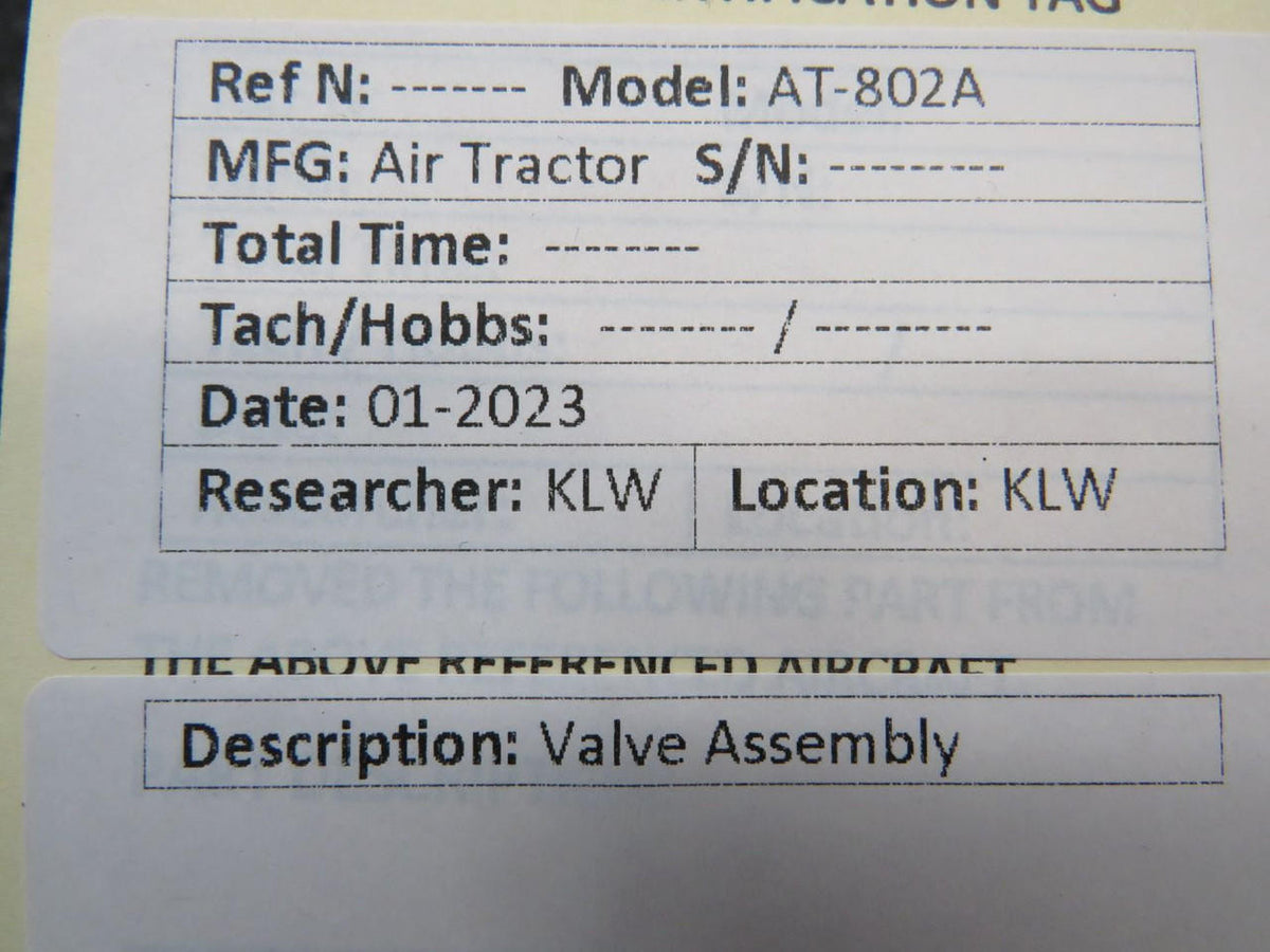 Air Tractor AT-802A Valve Assembly