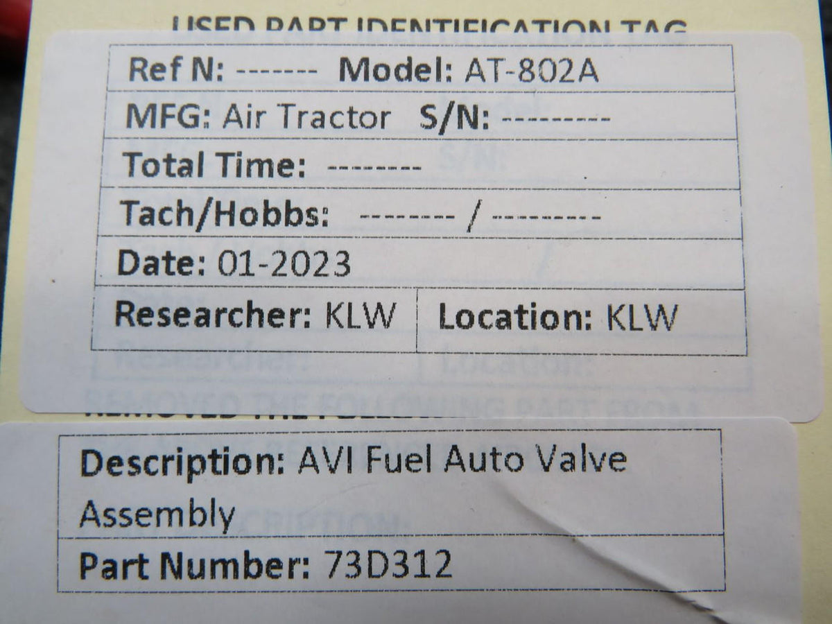 AVI 73D312 AVI Fuel Auto Valve Assembly