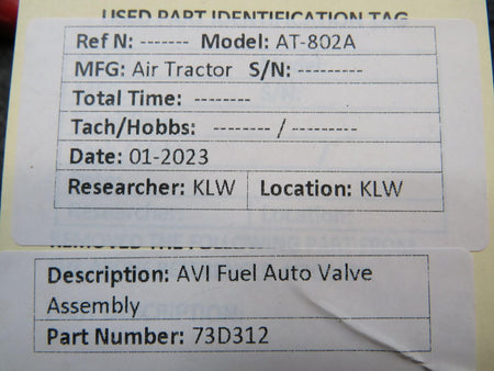 AVI 73D312 AVI Fuel Auto Valve Assembly