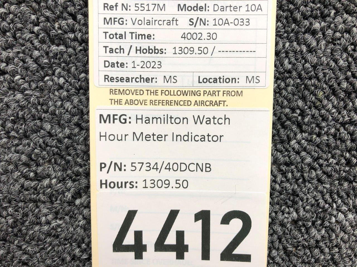 Hamilton Watch Co 5734/40DCNB Hamilton Watch Hour Meter Indicator (Hours: 1309.50)