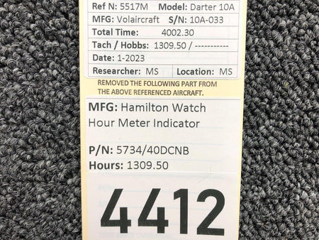 Hamilton Watch Co 5734/40DCNB Hamilton Watch Hour Meter Indicator (Hours: 1309.50)