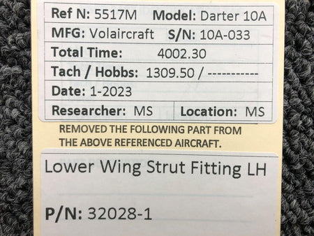 Volairecraft 32028-1 Volaircraft 10A Lower Wing Strut Fitting LH