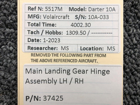 Volairecraft 37425 Volaircraft 10A Main Landing Gear Hinge Assembly LH or RH