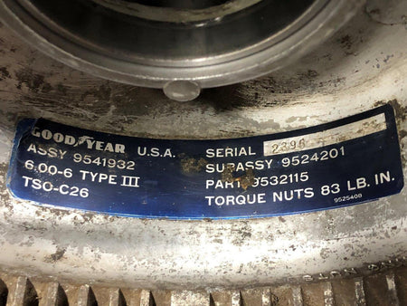 Goodyear 9541932 (Use: 169-300001-43) Goodyear Main Wheel Assembly 6.00-6