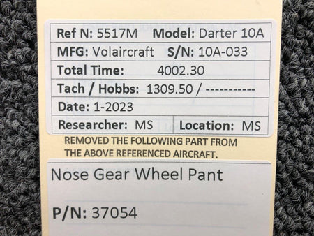 Volairecraft 37054 Volaircraft Darter 10A Nose Gear Wheel Pant