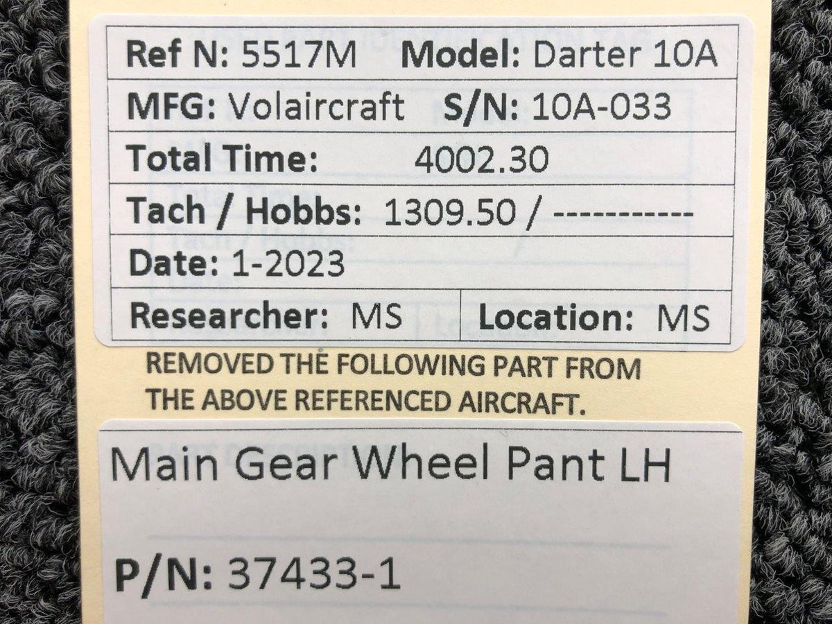 Volairecraft 37433-1 Volaircraft 10A Main Gear Wheel Pant LH