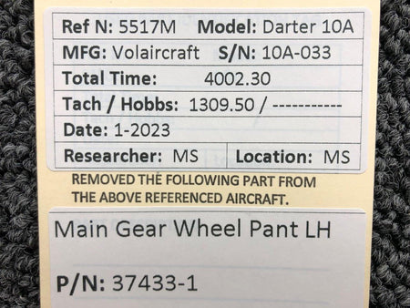 Volairecraft 37433-1 Volaircraft 10A Main Gear Wheel Pant LH