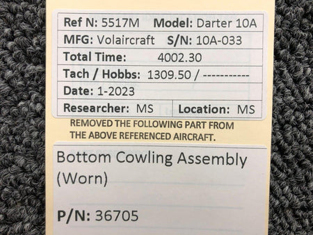 Volairecraft 36705 Volaircraft 10A Lower Cowling Assembly (Worn)