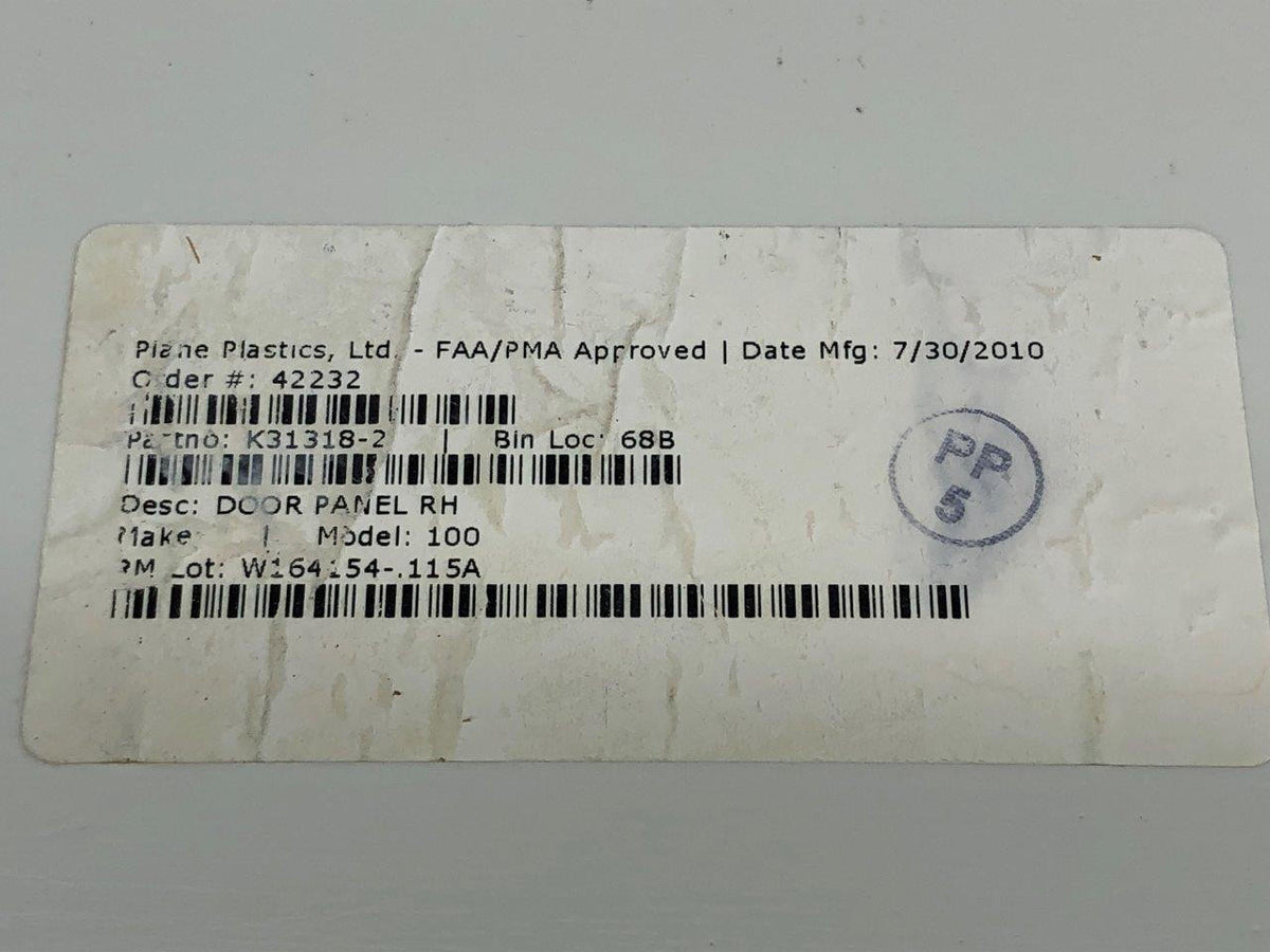 Plane Plastics K31318-2 Plane Plastics LTD Interior Door Panel RH (Fragile)