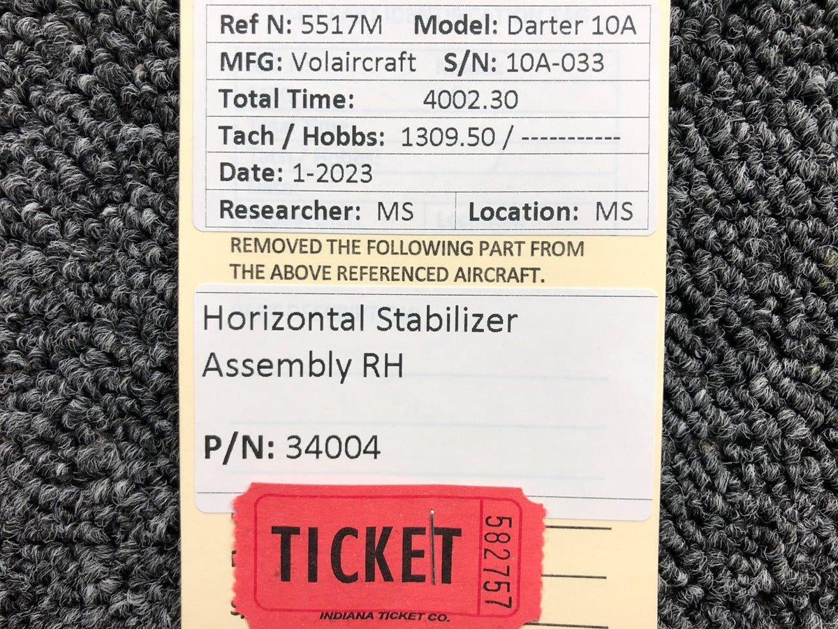 Volairecraft 34004 Volaircraft 10A Horizontal Stabilizer Assembly RH