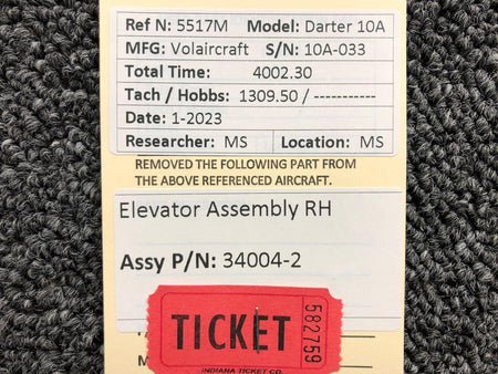 Volairecraft 34004-2 Volaircraft 10A Elevator Assembly RH