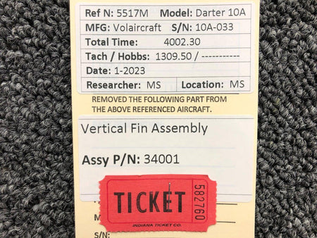 Volairecraft 34001 Volaircraft 10A Vertical Fin Assembly