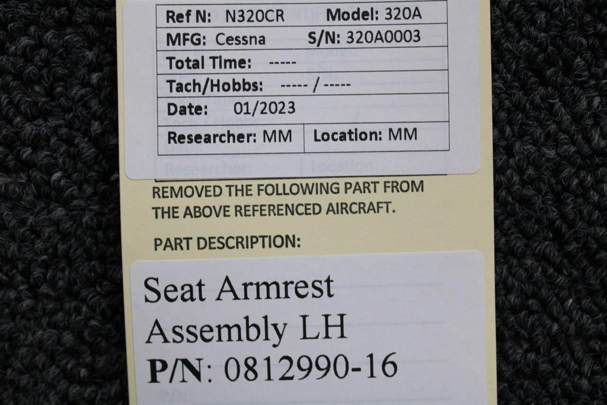 Cessna Aircraft Parts 0812990-16 Cessna 320A Armrest Assembly LH