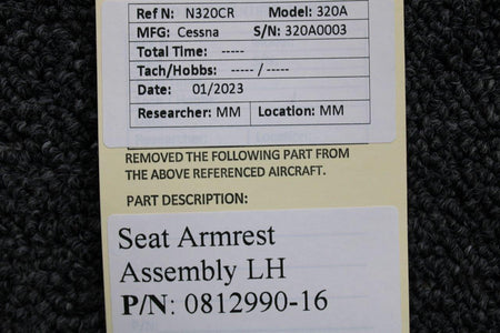 Cessna Aircraft Parts 0812990-16 Cessna 320A Armrest Assembly LH