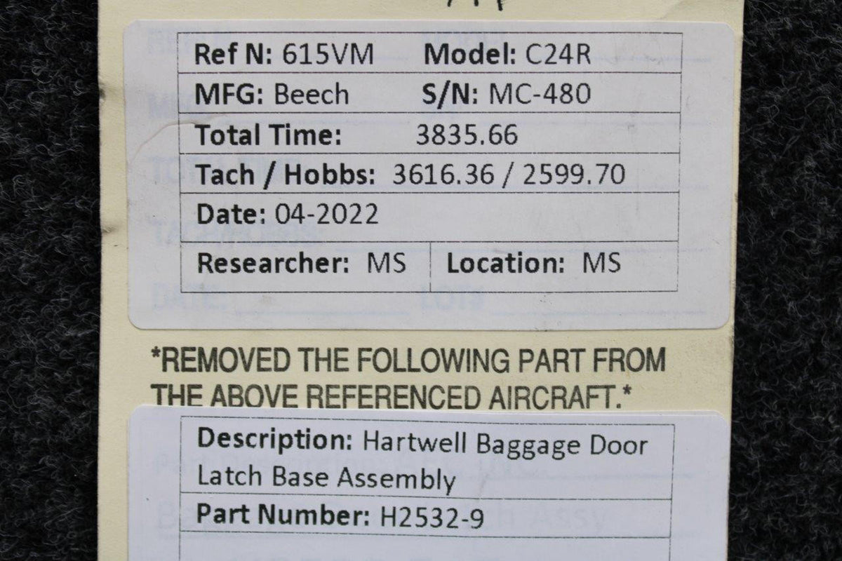 Hartwell H2532-9 Hartwell Baggage Door Latch Base Assembly
